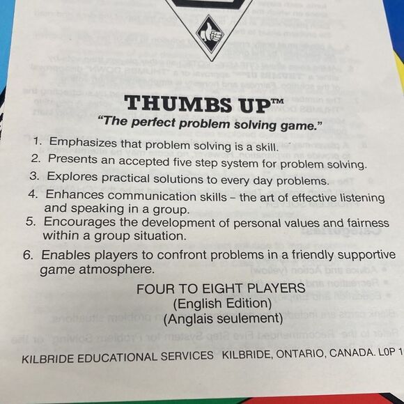 Vintage Thumbs Up The Perfect Problem Solving Board Game Rare - Picture 2 of 13